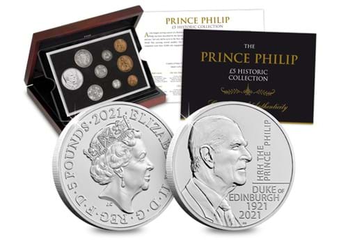 Prince Philip BU £5 Historic Collection Obverse Reverse with Box and Certificate