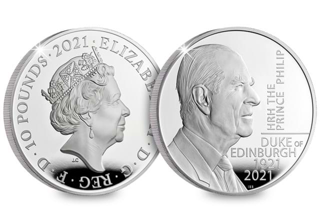 UK 2021 Prince Philip Silver Proof 5oz Coin Obverse and Reverse