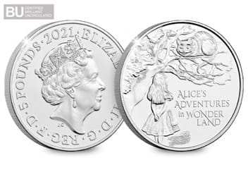 2021 UK Alice's Adventures in Wonderland BU £5 both sides with BU logo