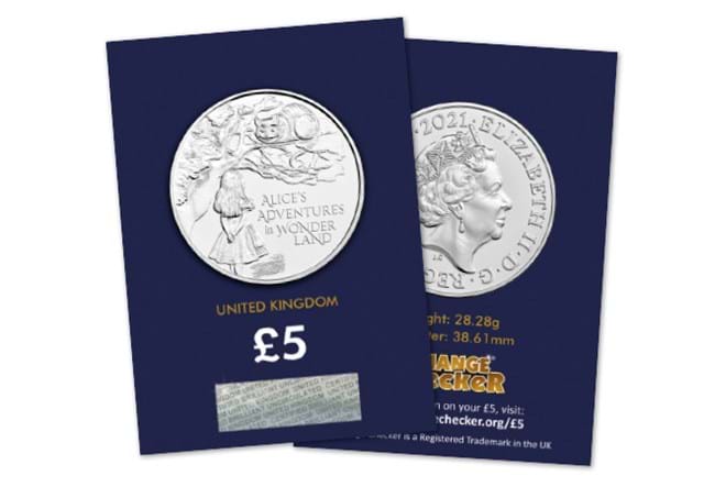 2021 UK Alice's Adventures in Wonderland BU £5 both sides in Change Checker packaging