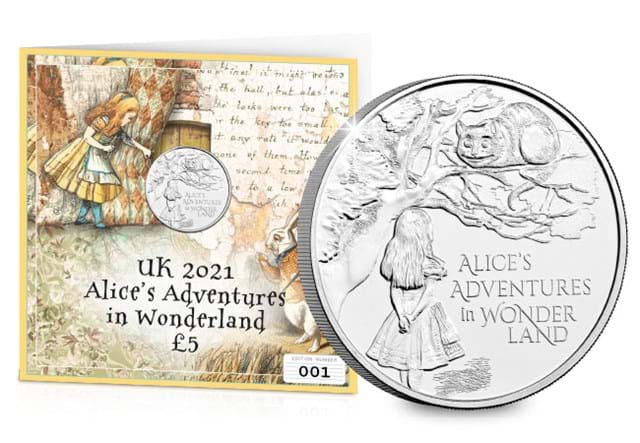 2021 UK Alice's Adventures £5 Display Card with reverse
