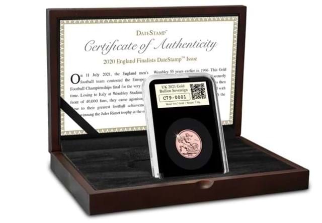 England Finalists Sovereign DateStamp Issue in display box