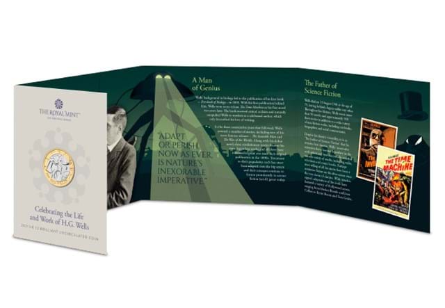 UK 2021 H.G. Wells £2 BU Pack inside
