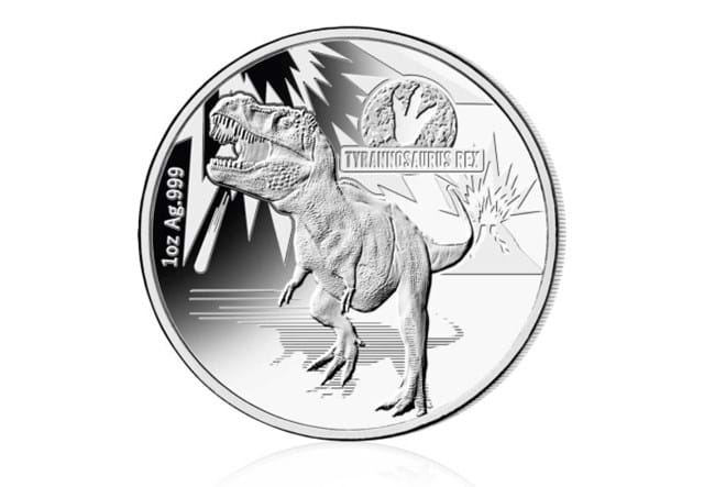 2021 The Age of Dinosaurs Silver 1oz Three Coin Set Tyrannosaurus Rex Reverse