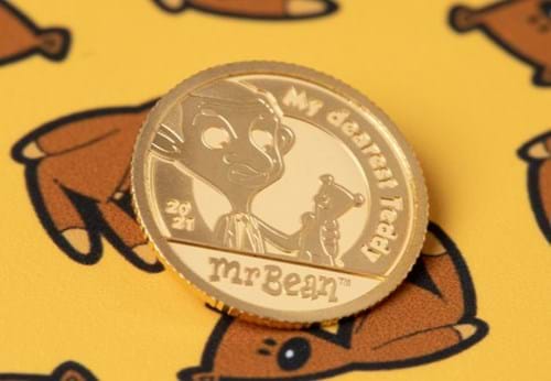 Mr Bean 1/2g Gold Coin Reverse with Background