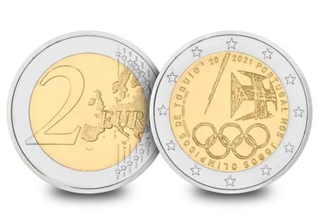 The 2021 Portugal Sports 2 Euro has been issued to celebrate the participation of the Portuguese national team in the 2021 Summer Olympics taking place in Tokyo, Japan.