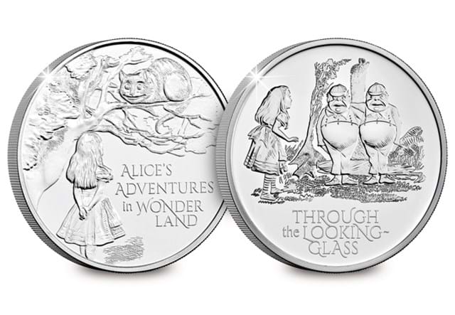 Alice, Tweedledee and Tweedledum Coin and Alice alongside the Cheshire Cat Coin Reverses