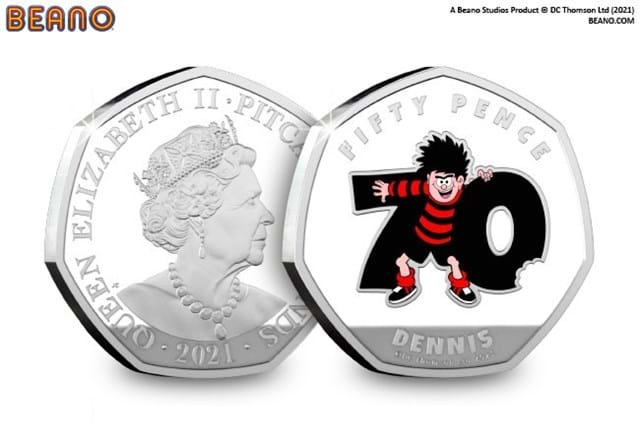 2021 Dennis's 70th Anniversary Silver Proof 50p Set Dennis both sides