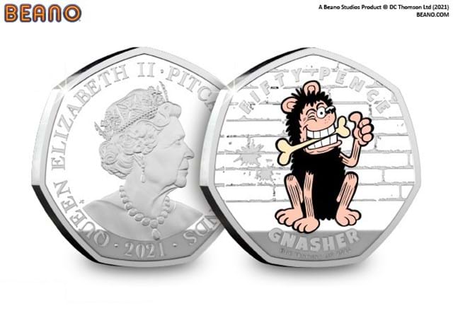 2021 Dennis's 70th Anniversary Silver Proof 50p Set Gnasher both sides