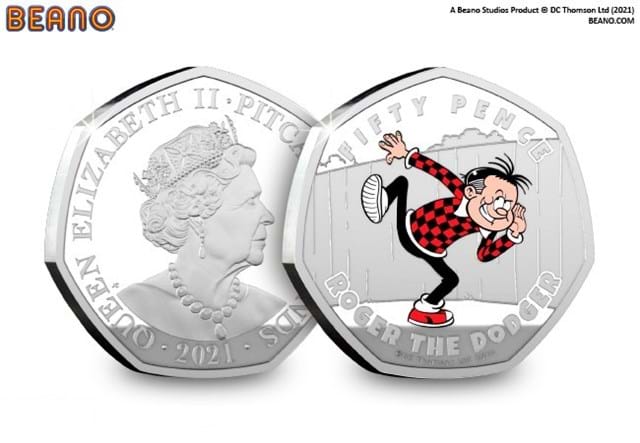2021 Dennis's 70th Anniversary Silver Proof 50p Set Roger the Dodger both sides