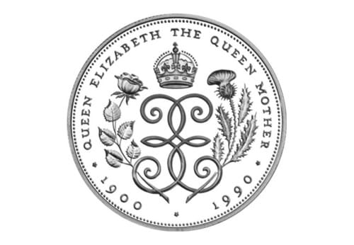 1990 Queen Mother 90th Birthday £5 coin reverse.jpg