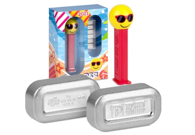 Silver Pez and Dispenser with Box