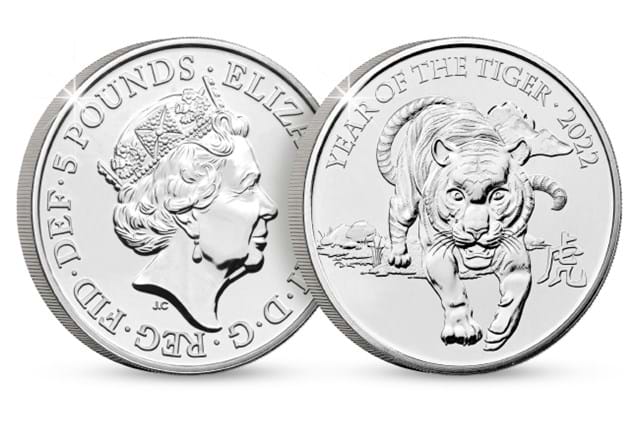 Lunar Year of the Tiger £5 BU Pack Obverse and Reverse