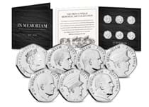Your Prince Philip Portrait 50p Set comprises of all 6 of the Isle of Man Prince Philip Portrait 50p coins. 