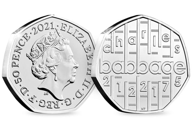 Charles Babbage BU 50p obverse reverse