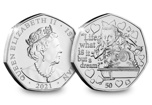 Alice Through the Looking-Glass BU 50p Obverse and Reverse