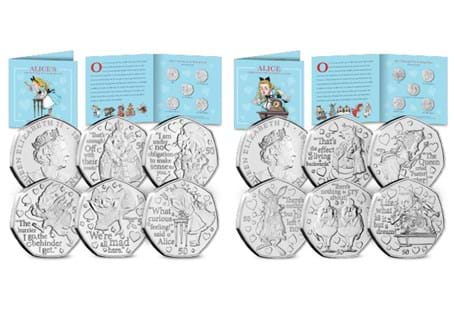 Own all 10 coins released to celebrate the 150th Anniversary of Lewis Carroll's nonsense tales; Alice's Adventures in Wonderland and Through the Looking-Glass. Struck to BU quality.