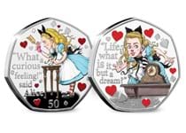 Own both Silver Proof 50p Coins released to celebrate Lewis Carroll's tale of nonsense, Alice's Adventures in Wonderland and Through the Looking-Glass. Limited to 4,995 each.
