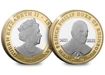 Your Prince Philip In Memoriam Silver £2 is struck from .925 Silver to a Proof finish. The reverse features an image of Prince Philip alongside the years of his birth and death.