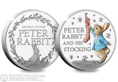 Peter Rabbit™ is back on this exclusive Christmas Commemorative. Struck from 925/1000 Sterling Silver to a Proof finish. 