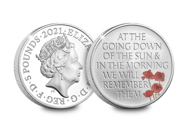 2021 Remembrance Day £5 Silver Proof Coin Obverse and Reverse