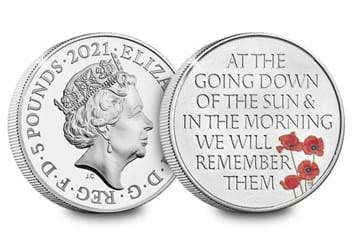 2021 Remembrance Day £5 BU Coin Obverse and Reverse