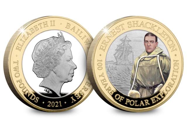Imperial Trans-Antarctic Expedition Ernest Shackleton Silver Proof £2 Coin Obverse and Reverse