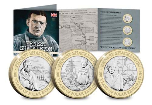 Ernest Shackleton 100th Anniversary £2 BU Set All Coins Reverses and Pack
