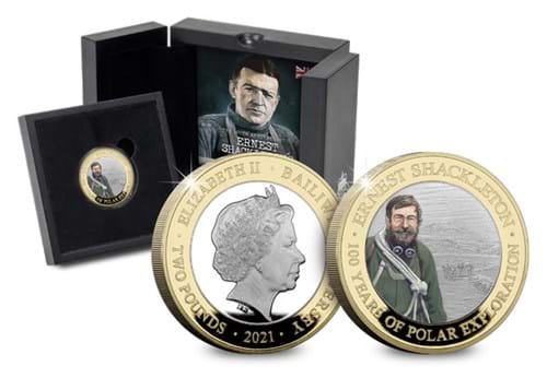 Ernest Shackleton Silver Proof £2 Obverse and Reverse with Box