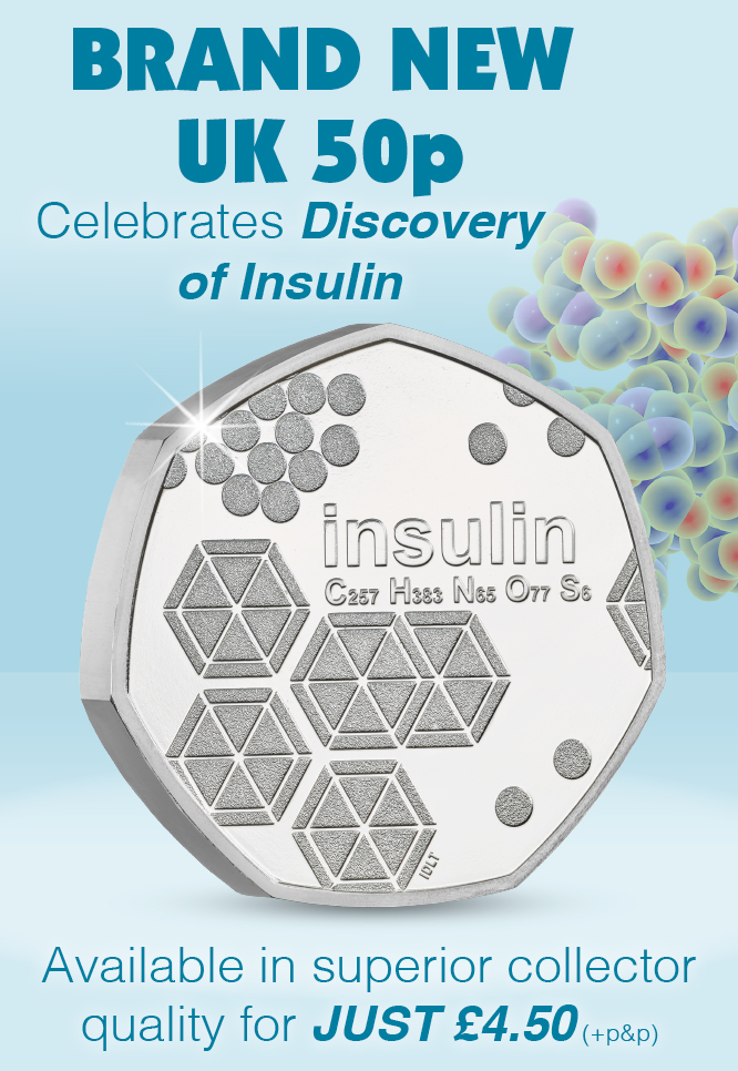 Brand new UK 50p Celebrates Discovery of Insulin