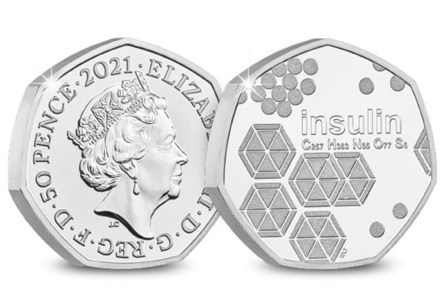 2021 UK Discovery of Insulin BU 50p Obverse and Reverse