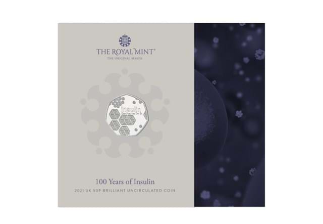 2021 UK Discovery of Insulin BU 50p Royal Mint Pack Front