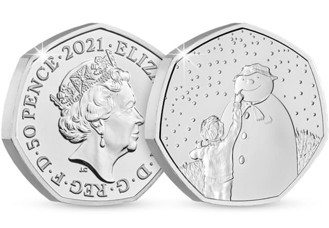 2021 UK The Snowman CERTIFIED BU 50p Obverse and Reverse