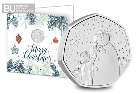 The 2021 UK Snowman 50p features the much-loved character The Snowman. This 50p is certified as Brilliant Uncirculated quality and is displayed in a custom Change Checker Christmas card.