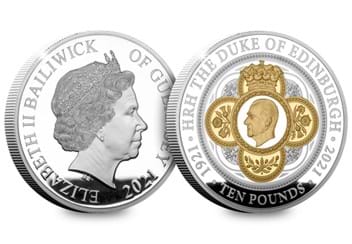 The Prince Philip In Memoriam Silver 5oz £10 Obverse and Reverse