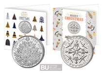 The Nutcracker and Christmas Tree £5 Card Pair includes the 2017 UK BU Christmas Tree £5 and the 2018 UK BU Nutcracker £5. Both coins are presented in themed Change Checker Christmas Cards.