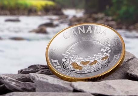 This coin was issued by The Royal Canadian Mint in 2021 to mark the 125th anniversary of the Klondike Gold Rush. It is struck from 99.9% silver with selective gold-plating and a proof finish.