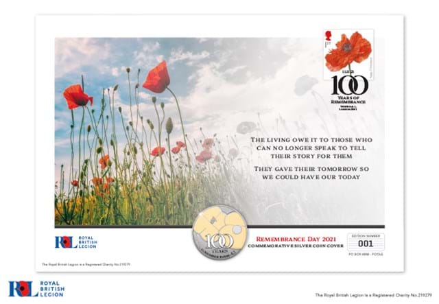 Remembrance Day 2021 Commemorative Silver Coin Cover Front