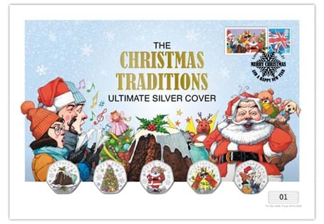 Your ultimate silver cover collection features the brand new 2021 Christmas Tradition 50p coins in .925 Silver, alongside first class stamp and philatelic label postmarked on the first day of advent.