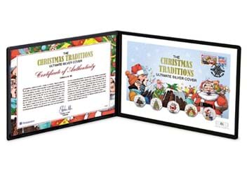 The Christmas Traditions Ultimate Silver Coin Cover open