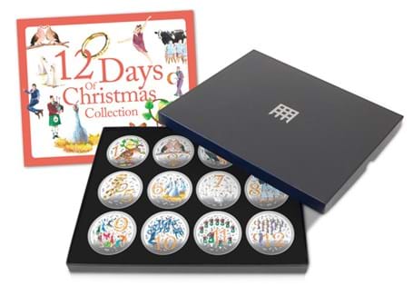 The 2021 Twelve Days of Christmas Set features 12 commemoratives, each with a festive design that symbolise a day of the beloved Christmas song. With Certificate.