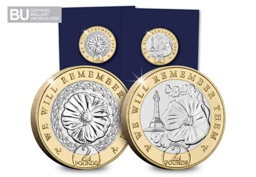 2021 Isle of Man Poppy BU £2 Pair Reverses and in Change Checker Pack with BU logo