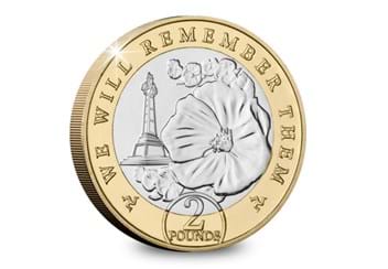 National War Memorial 2021 Isle of Man Poppy BU £2 Coin Reverse