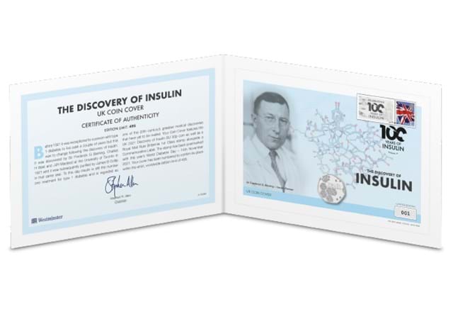Discovery of Insulin Coin Cover open