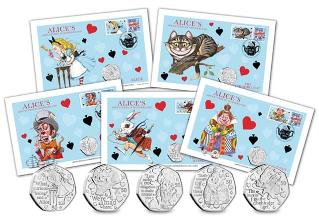 Alice's Adventures in Wonderland BU Cover Collection with coin reverses