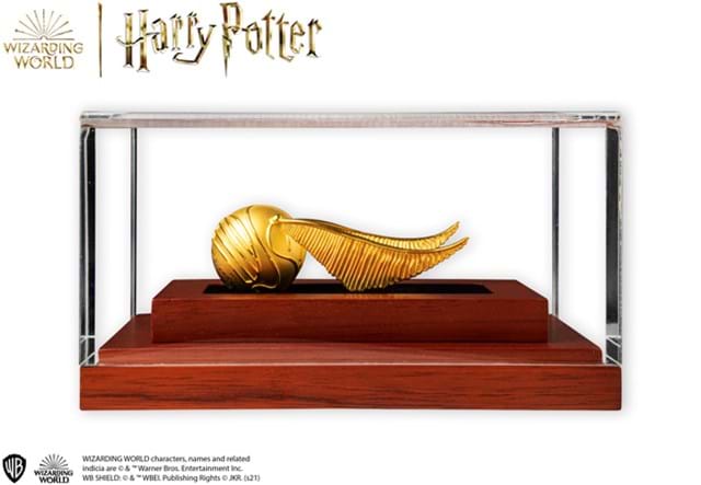 Harry Potter Golden Snitch Coin in acrylic box from the side