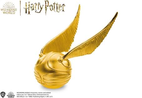 Your Harry Potter Golden Snitch is struck from 3oz pure silver, with the addition of 24ct gold-plate. Wings magically stem from the snitches body, poised to fly away. Limited to 2,022 worldwide.