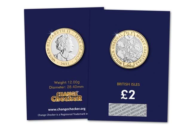 2021 Isle of Man Christmas Nativity £2 Obverse and Reverse in Blister Pack