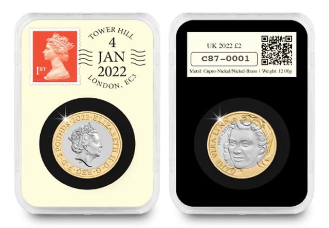 Dame Vera Lynn BU £2 Obverse and Reverse in capsule