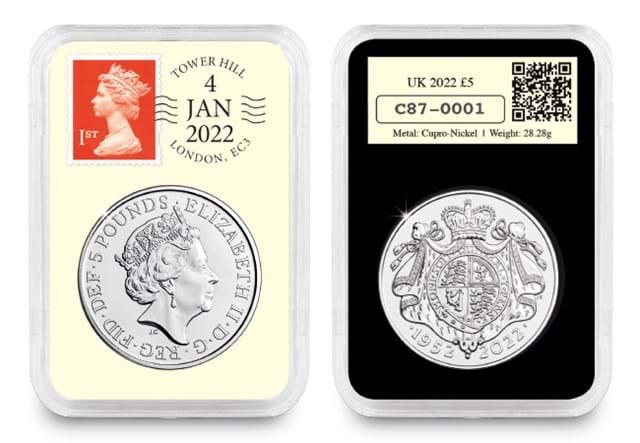 Platinum Jubilee BU £5 Obverse and Reverse in capsule